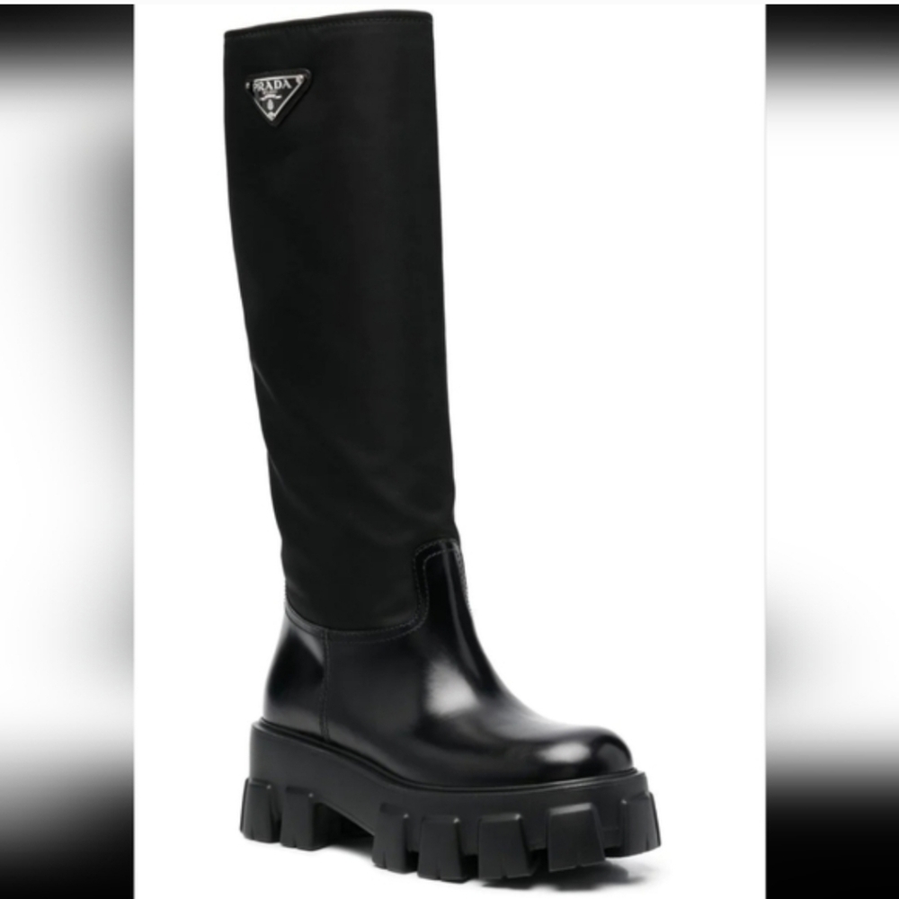 Prada Women's Black Over the Knee Boots Calf Size Inch - Picture 3 of 5